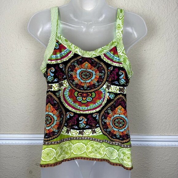 Soft Surroundings Large Y2K Sweater Knit Tank Top Multicolor Artsy Pattern Crop - Picture 4 of 8